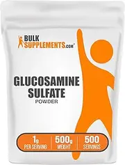 BulkSupplements.com Glucosamine Sulfate Potassium Powder - Glucosamine Sulfate 1000mg - Bone And Joint Vitamins - Glucosamine Powder - Cartilage Repair Supplements (500 Grams - 1.1 lbs)