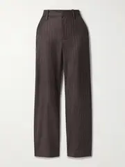 [The Elder Statesman] The Elder Statesman - Pinstriped Wool And Cashmere-blend Straight-leg Pants - Brown - 24 24 Brown