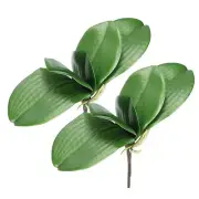 2 Pcs 5.51 Inch Faux Orchid Leaves 5 Petals Artificial Leaf with Stems