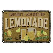 Lemonade Freshly Squeezed Cold Drink Tin Metal Sign Rustic Look Vintage