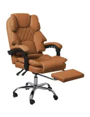[Levede] Office Chair with Footrest in Brown