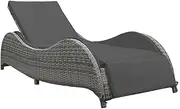 Sun Lounger with Cushion Poly Rattan Anthracite Garden Beds