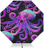 [RPLIFE] Windproof Travel Umbrella, Umbrella Compact, Auto Open Close, Backpack Purse Portable, Ideal for Women, Vibrant Purple Octopus
