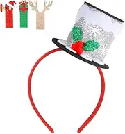 [Generic] Christmas Headbands,Red Green Silver Elastic Christmas Headgear | Classic Comfortable Kids Headband for Christmas