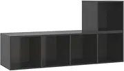 2 Piece TV Cabinet Set High Gloss Grey for Living Room | Engineered Wood TV Stand with Storage | Modern Entertainment Unit for Small Spaces