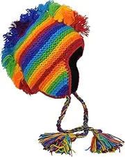 [Gheri] Mens Black Rainbow Wool Mohawk Hat