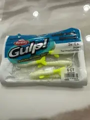 Berkley Gulp Shrimp Soft Bait 3 Inches Pearl White/Chartreuse 6/Pack 1240006