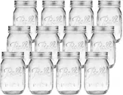 Roccar 12 Pcs Canning Jars - 480Ml Mason Jar Empty Glass Spice Bottles Storage