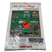 Dimensions Olde Tyme Village Ornaments Kit 1989. Plastic Canvas NOS Christmas