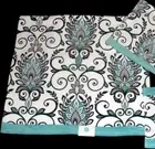 2 C HOME Medallion Filigree Floral Scroll Soft Velour Teal Grey Bath Towels NWT