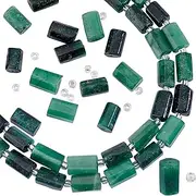 SUPERFINDINGS 2 Strands Natural Untreated Emerald Faceted Column Shape Beads - 30-34pcs Genuine Smooth Precious Gemstone