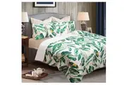 Shangri La 6 Piece Green Leaves Quilt Cover Set Quilt Covers