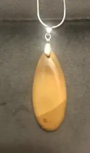 Handmade Mookaite Gemstone Teardrop Pendant On Silver Snake Chain