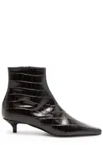Totême 40 Crocodile-effect Leather Ankle Boots - Brown - 40 (IT40 / UK7) 40 (IT40 / UK7)