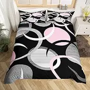 Feelyou Abstract Art Duvet Cover for Kids Boys Girls Full Size Pink Gray Black Bedding Set Ultra Soft Geometric Comforter Cover Set Modern Art Bedspread Cover Room Decor Retro (No Comforter)