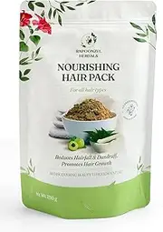 Rapoonzel Homemade Organic Nourshing Hair Pack Powder - 250g, Hibiscus Powder For Hair Growth With Bhringraj, Brahmi, Neem, Tulsi, Curry Leaves Hair Pack For Hair Growth & Haircare