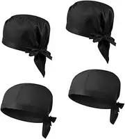 [GLSTOY] Chef Turban Hat Set 4pcs Chef Headwear for Waiters Cooks Bakers Fashionable Styles for Restaurant BBQ Catering Black