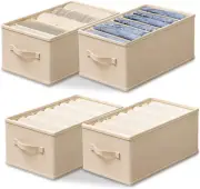 4 Pack Wardrobe Clothes Organiser, Foldable Clothes Storage Box for Home Storage