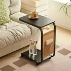Movable Coffee Table 2-Tier Storage Shelf Tea Table Minimalist Bedside Table
