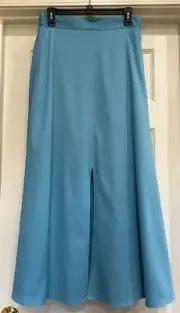 NWT, ELIE TAHARI Skirt - Blue Cotton Maxi, Front Slit, Pockets, Lined, Medium