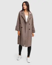 [Belle & Bloom] Rumour Has It Oversized Wool Blend Coat - Walnut