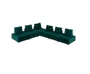 Foret 6pc Armless Seat Modular Extension Ottoman Couch Velvet Sofa 4 Colors - Green