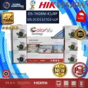Kit 6 Camera Hikvision DS-2CD1327G2-LUF 2.8mm 2mp ColoVu NVR 4K DS-7608NI-K1/8P