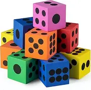 Foam Dice Set - Bulk Pack of 12, 1.5 Inch Large Assorted Colorful Foam Dice Cubes with Number Dots, Use for Kids, Classrooms, Math Games, Building Toys, Party Supplies by Bedwina