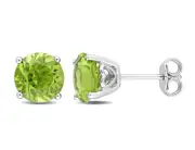 4.00 Carat (ctw) Peridot Solitaire Stud Earrings Sterling Silver