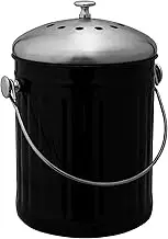 Avanti Stainless Steel Compost Bin, 5 Litre Capacity, Black Silver