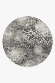 245' Round | Machine Washable Runner Rug | Kid & Pet Friendly | Indoor Rug | Chrysanthemum Ash Grey Rug | Ruggable
