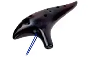 Hand-made Ceramic 12-Hole Ocarina Flute In Alto C Black