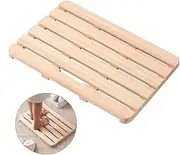 Rsuwiz Wooden Bath Mat Non-Slip Hinoki Cypress Wood Shower Mat Waterproof Luxury Spa Bathtub Mat for Indoor or Outdoor Use, 21 x 14 x 1.2 Inches