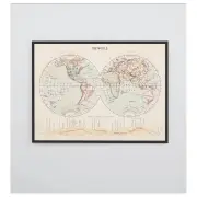 World Hemisphere 1880&#039;s Map Print