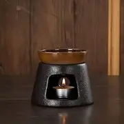 Hand Made Large Capacity Essential Oil Burner Wax Melt Burners, Aromatherapy Aroma Burner Ceramic Oil Diffuser Candle Tealight Holder Home Bedroom Decor Brown