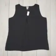 NWT Chicos Womens Tank Top Blouse L 12 Black Sleeveless Draped Layers Sheer