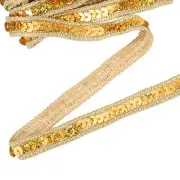 11 Yard Sequins Trim Ribbon 0.5 Inch Sequin Gimp Braid Trim, Laser Gold