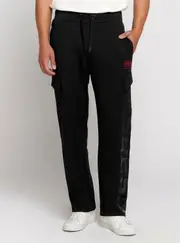 GUESS Black Baloo Active Slim Pants Size: XS, Elastane