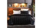 Print Microfibre Quilt Cover Set (3Pcs) - Ultra Soft, Comfy, Luxurious Duvet Cover with Zipper Closure - Elegant Design Quilt Cover Set for Bedding - Glen - Queen Size