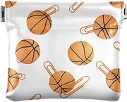 [ODAWA] Coin Purses Watercolor Dragonflies Soft PU Leather Mini Wallet Change Bag Travel Storage for Cosmetics, Headphones, Jewelry Size 4.3" X 3.7", Sporty Basketball White, one size, Sporty Basketball White