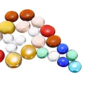 Glass Beads,20pcs Flat Glass Gemstone Color Mixed 0.23lbs Pebbles