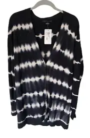 Sanctuary Tie Dye Cardigan Sweater Black White Size XS