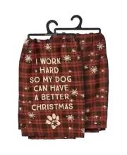 Primitives by Kathy Red Plaid My Dog Can Have Better Christmas Dish Towel