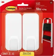 Command X-Large Utility Hooks, White, 2/Pack (17010-2ES) White