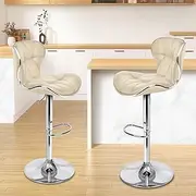 [ALFORDSON] Bar Stool 2Pcs Adjustable Kitchen Stools Luna Swivel Counter Beige Barstools Dining Chair in 54-75cm Seat Height with Antiskid Floor Protector for Home Bar Dining Room