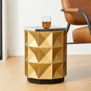 Glitzhome Modern Antique Gold MGO Geometric Side Table or Accent Stool