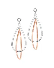 Genevive Two-Tone CZ Dangling Earrings
