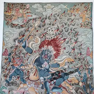 唐卡刺繡 吉祥天母刺繡畫 織錦布畫絲織畫西藏密宗掛畫 壁畫