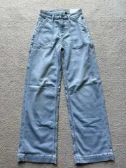 American Eagle Dreamy Drape Hi Rise Baggy Wide Leg Jeans Easy Breezy Blue Sz 00
