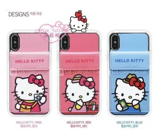 ♥小花花日本精品♥Hello Kitty坐姿吸手指出遊多功能手機殼卡夾立架保護殼iphone6/6+7/8/10